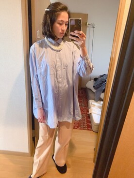 「アイテム（チノパンツ、オレンジ系）」を使った、nancyyyさん（レディース・172cm）の冬コーディネート