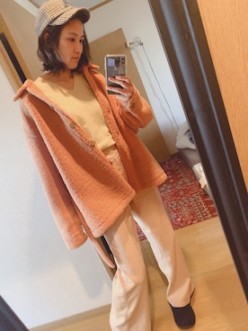 「アイテム（チノパンツ、オレンジ系）」を使った、nancyyyさん（レディース・172cm）の冬コーディネート