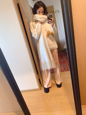 「アイテム（チノパンツ、オレンジ系）」を使った、nancyyyさん（レディース・172cm）の冬コーディネート