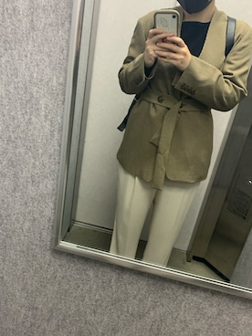 「6（ロク）の＜6(ROKU)＞GEORGETTE HIGH WAIST PANTS/パンツ ◆（その他パンツ）」を使った、ちづかさん（レディース・168cm）の秋コーディネート