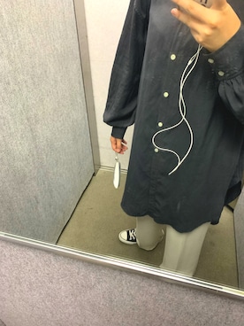 「6（ロク）の＜6(ROKU)＞GEORGETTE HIGH WAIST PANTS/パンツ ◆（その他パンツ）」を使った、ちづかさん（レディース・168cm）の秋コーディネート