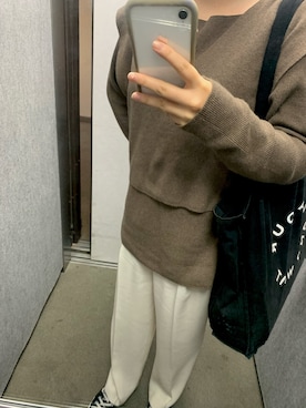 「6（ロク）の＜6(ROKU)＞GEORGETTE HIGH WAIST PANTS/パンツ ◆（その他パンツ）」を使った、ちづかさん（レディース・168cm）の秋コーディネート