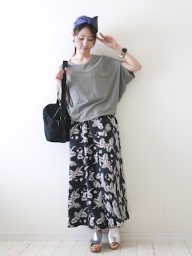 「アイテム（ヘアアクセサリー、ブルー系）」を使った、もりのがっこうさん（レディース・161cm）の夏コーディネート