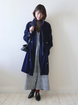 「春コート」｜「アイテム（ナイロンジャケット）」を使った、もりのがっこうさん（レディース・161cm）の冬コーディネート
