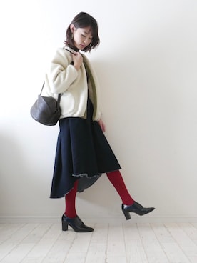 「ママカジュアル」｜「アイテム（ジャケット/アウター）」を使った、もりのがっこうさん（レディース・161cm）の冬コーディネート