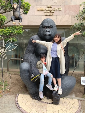 「アイテム（ノーカラージャケット、グレー系）」を使った、もりのがっこうさん（レディース・161cm）の春コーディネート