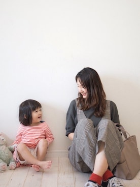 「おうちスタイル」｜「アイテム（オールインワン・サロペット）」を使った、もりのがっこうさん（レディース・161cm）の春コーディネート