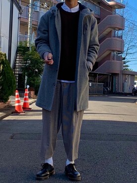 「BUTWIN（バトウィン）のアイテム」を使った、なかそにーさん（メンズ・175cm）の冬コーディネート