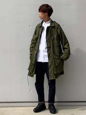 「AIR MAX」｜「アイテム（ミリタリージャケット）」を使った、なかそにーさん（メンズ・175cm）の春コーディネート