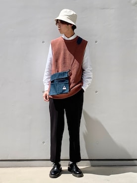 「FLAGSTUFF（フラグスタフ）のアイテム（パンツ）」を使った、なかそにーさん（メンズ・175cm）の春コーディネート