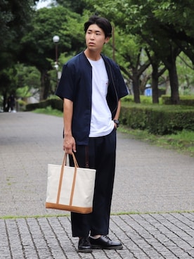 「COMME CA ISM（コムサイズム）のアイテム（ブルゾン）」を使った、なかそにーさん（メンズ・175cm）の夏コーディネート