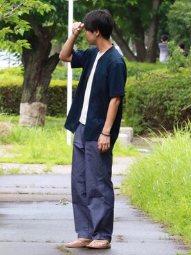 「COMME CA ISM（コムサイズム）のアイテム（ブルゾン）」を使った、なかそにーさん（メンズ・175cm）の夏コーディネート