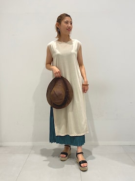 「ワッシャースカート」｜「アイテム（ワンピース/ドレス）」を使った、kaedeさん（レディース・160cm）の夏コーディネート