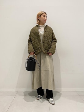 「SENSE OF PLACE by URBAN RESEARCH（センスオブプレイスバイアーバンリサーチ）のアイテム（ノーカラージャケット）」を使った、kaedeさん（レディース・160cm）の春コーディネート
