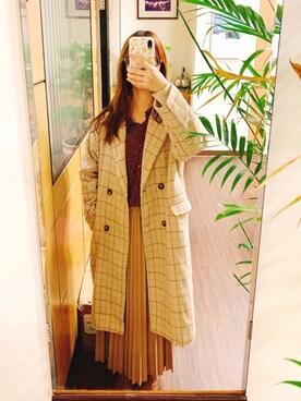 「MEIER.Q（マイヤーキュー）のアイテム（チェスターコート）」を使った、Isabelさん（レディース・164cm）の春コーディネート
