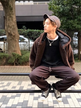 「SISE（シセ）のアイテム（スウェット）」を使った、Ryujiさん（メンズ・168cm）の秋コーディネート
