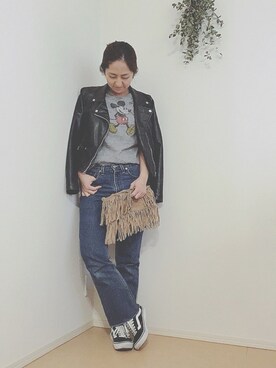 「ドラフトリーバイス」｜「アイテム（ライダースジャケット）」を使った、kiiさん（レディース・164cm）の冬コーディネート