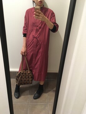 「秋のカフェオレコーデ」｜「アイテム（シャツワンピース）」を使った、なひっぺ。さん（レディース・161cm）の秋コーディネート