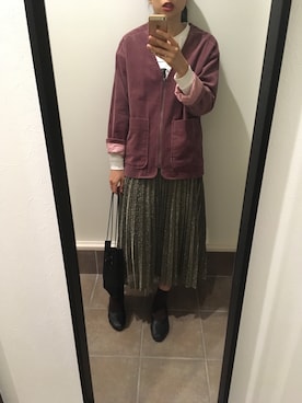 「I am I in fact...（アイアムアイインファクト）のアイテム（ノーカラージャケット）」を使った、なひっぺ。さん（レディース・161cm）の秋コーディネート