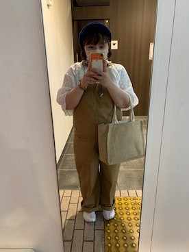 「ぽっちゃり」｜「アイテム（サロペット/オーバーオール）」を使った、yamaさん（レディース・152cm）の夏コーディネート