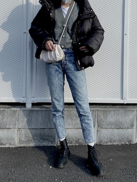 「一押しのアウタースタイル」｜「アイテム（ダウンジャケット/コート）」を使った、ミナミさん（レディース・170cm）の冬コーディネート