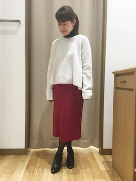「SHIPS（シップス）のアイテム（ブーツ）」を使った、窪田さん（レディース・154cm）の冬コーディネート