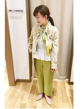 「SHIPS（シップス）のアイテム（トレンチコート）」を使った、窪田さん（レディース・154cm）の冬コーディネート