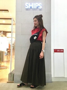 「クロスサンダル」｜窪田さん（レディース・154cm）の春コーディネート