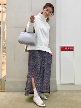 「アイテム（ボストンバッグ、ブルー系）」を使った、窪田さん（レディース・154cm）の冬コーディネート