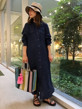 「SHIPS（シップス）のアイテム（帽子）」を使った、窪田さん（レディース・154cm）の夏コーディネート