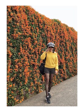 「花見コーデ」｜「アイテム（スニーカー）」を使った、fattymimiさん（レディース・165cm）の冬コーディネート