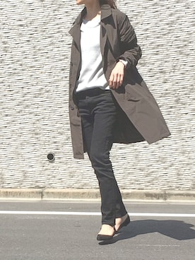 「アイテム（ステンカラーコート）」を使った、mikiさん（レディース・170cm）の春コーディネート