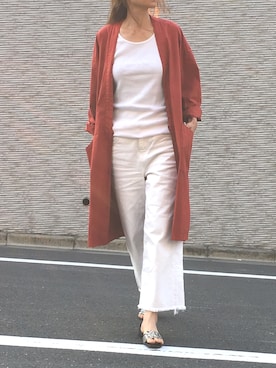 「アイテム（その他アウター、レッド系）」を使った、mikiさん（レディース・170cm）の夏コーディネート