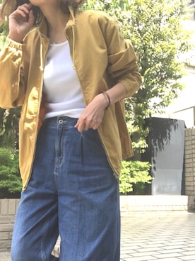 「アイテム（その他アウター、イエロー系）」を使った、mikiさん（レディース・168cm）の春コーディネート