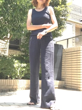 「アイテム（タンクトップ、ブルー系）」を使った、mikiさん（レディース・168cm）の夏コーディネート