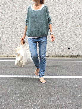 「Luz Llena（ラズレナ）のアイテム（ビーチサンダル）」を使った、mikiさん（レディース・168cm）の夏コーディネート