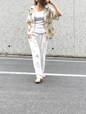 「Luz Llena（ラズレナ）のアイテム（ビーチサンダル）」を使った、mikiさん（レディース・168cm）の夏コーディネート
