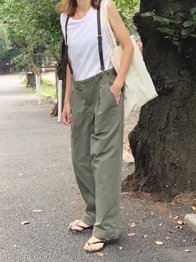 「アイテム（サスペンダー）」を使った、mikiさん（レディース・168cm）の夏コーディネート