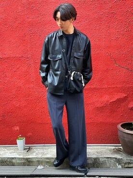 ライダースジャケットを使った ショルダーバッグ のメンズ人気ファッションコーディネート Wear