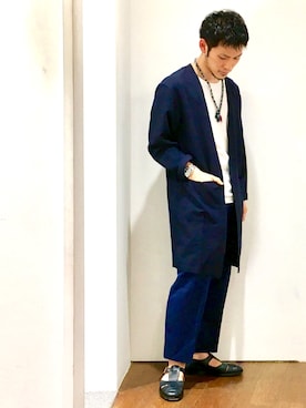 「JUNRED（ジュンレッド）のアイテム（ノーカラージャケット）」を使った、yoshitoさん（メンズ・164cm）の春コーディネート