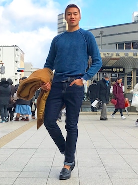 「SCOTCH & SODA（スコッチ アンド ソーダ）のアイテム（チェスターコート）」を使った、ケーティさん（メンズ・176cm）の春コーディネート