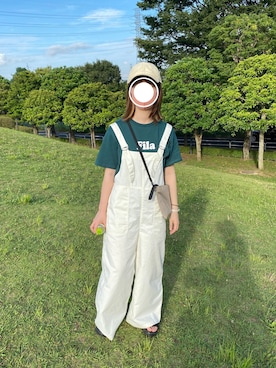 「FILA」｜「アイテム（オールインワン・サロペット）」を使った、ハルハルさん（レディース・160cm）の夏コーディネート