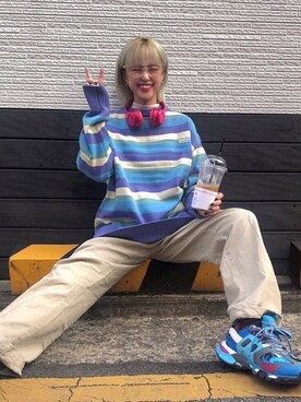 スニーカーを使った パステルカラー のレディース人気ファッションコーディネート 地域 韓国 Wear