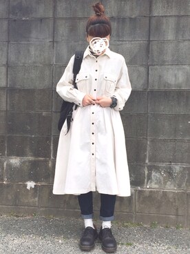 「Dr. Martens（ドクターマーチン）のDr.Martens (ドクターマーチン)/1461 3EYE GIBSON SHOES（その他シューズ）」を使った、☀︎さん（レディース・159cm）の冬コーディネート