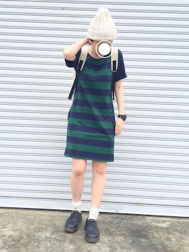 「Dr. Martens（ドクターマーチン）のDr.Martens (ドクターマーチン)/1461 3EYE GIBSON SHOES（その他シューズ）」を使った、☀︎さん（レディース・159cm）の夏コーディネート
