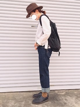 「Dr. Martens（ドクターマーチン）のDr.Martens (ドクターマーチン)/1461 3EYE GIBSON SHOES（その他シューズ）」を使った、☀︎さん（レディース・159cm）の秋コーディネート
