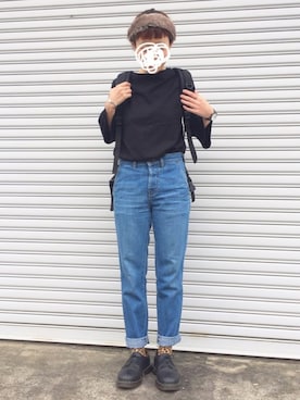 「Dr. Martens（ドクターマーチン）のDr.Martens (ドクターマーチン)/1461 3EYE GIBSON SHOES（その他シューズ）」を使った、☀︎さん（レディース・159cm）の秋コーディネート