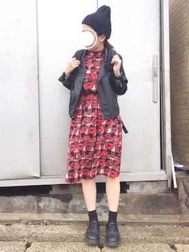 「Dr. Martens（ドクターマーチン）のDr.Martens (ドクターマーチン)/1461 3EYE GIBSON SHOES（その他シューズ）」を使った、☀︎さん（レディース・159cm）の秋コーディネート