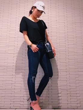 「白キャップ」｜「アイテム（アクセサリー）」を使った、midoriさん（レディース・164cm）の夏コーディネート