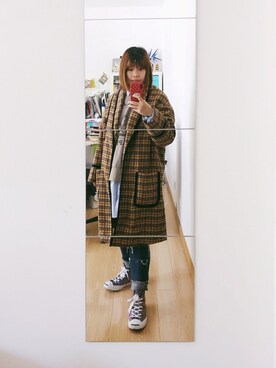 「MONKI（モンキ）のアイテム（シャツワンピース）」を使った、endlievanさん（レディース・158cm）の春コーディネート